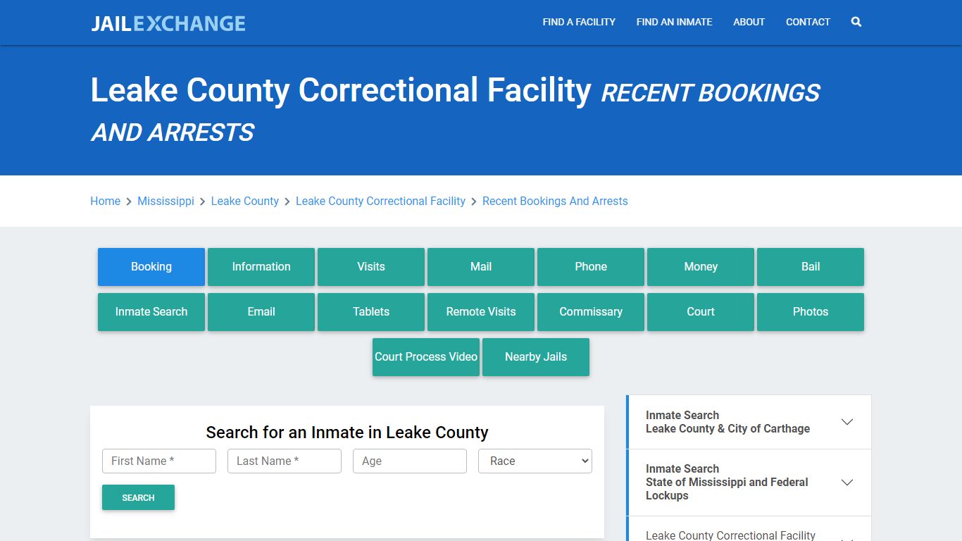 Leake County Correctional Facility Recent Bookings And Arrests