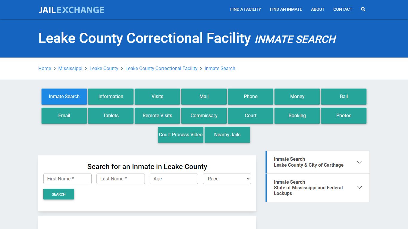 Leake County Correctional Facility Inmate Search - Jail Exchange