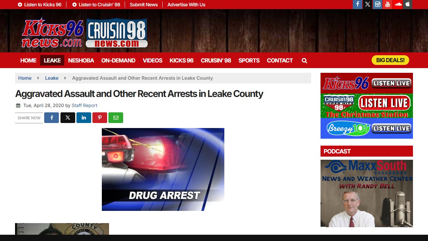 Aggravated Assault and Other Recent Arrests in Leake County